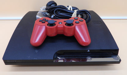 Sony PS3 Slim 149gb Cech 2502a Console With Red Controller Game Plays PS3 & (bac