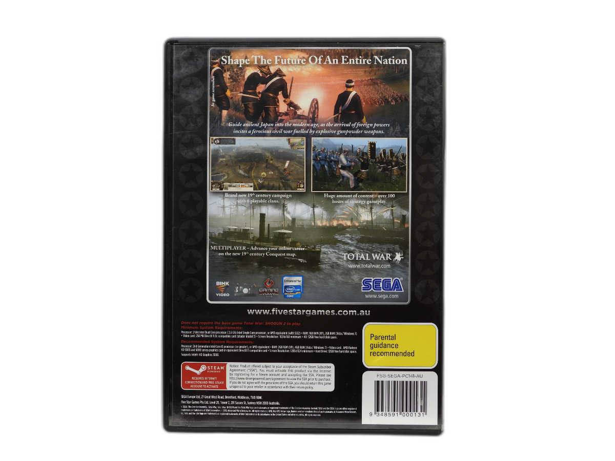 Total War Shogun 2 Fall Of The Samurai PC 3 Disc Set