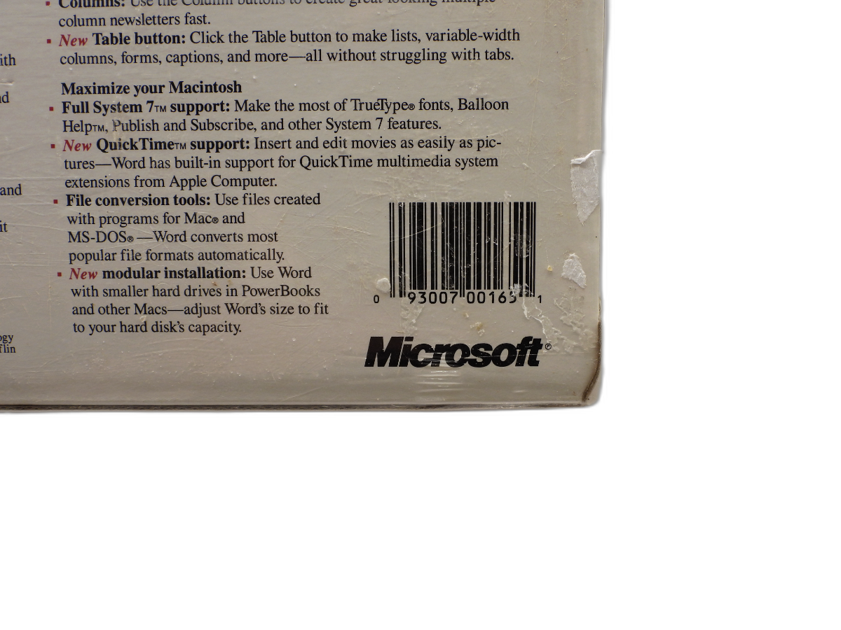 Microsoft Word Version 5 Macintosh Software