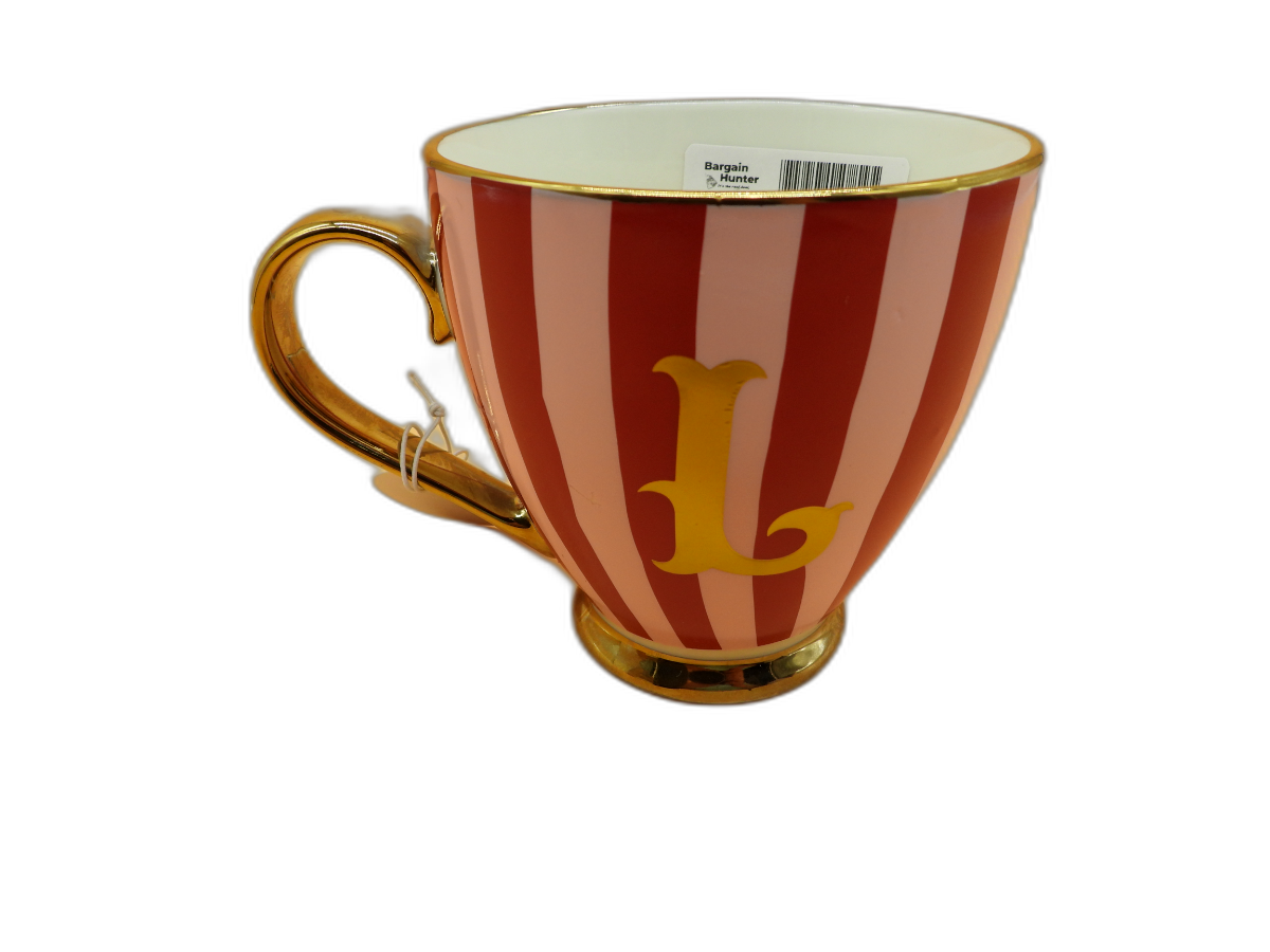 Gold Trimmed Striped Tea Cup