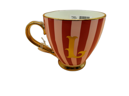 Gold Trimmed Striped Tea Cup