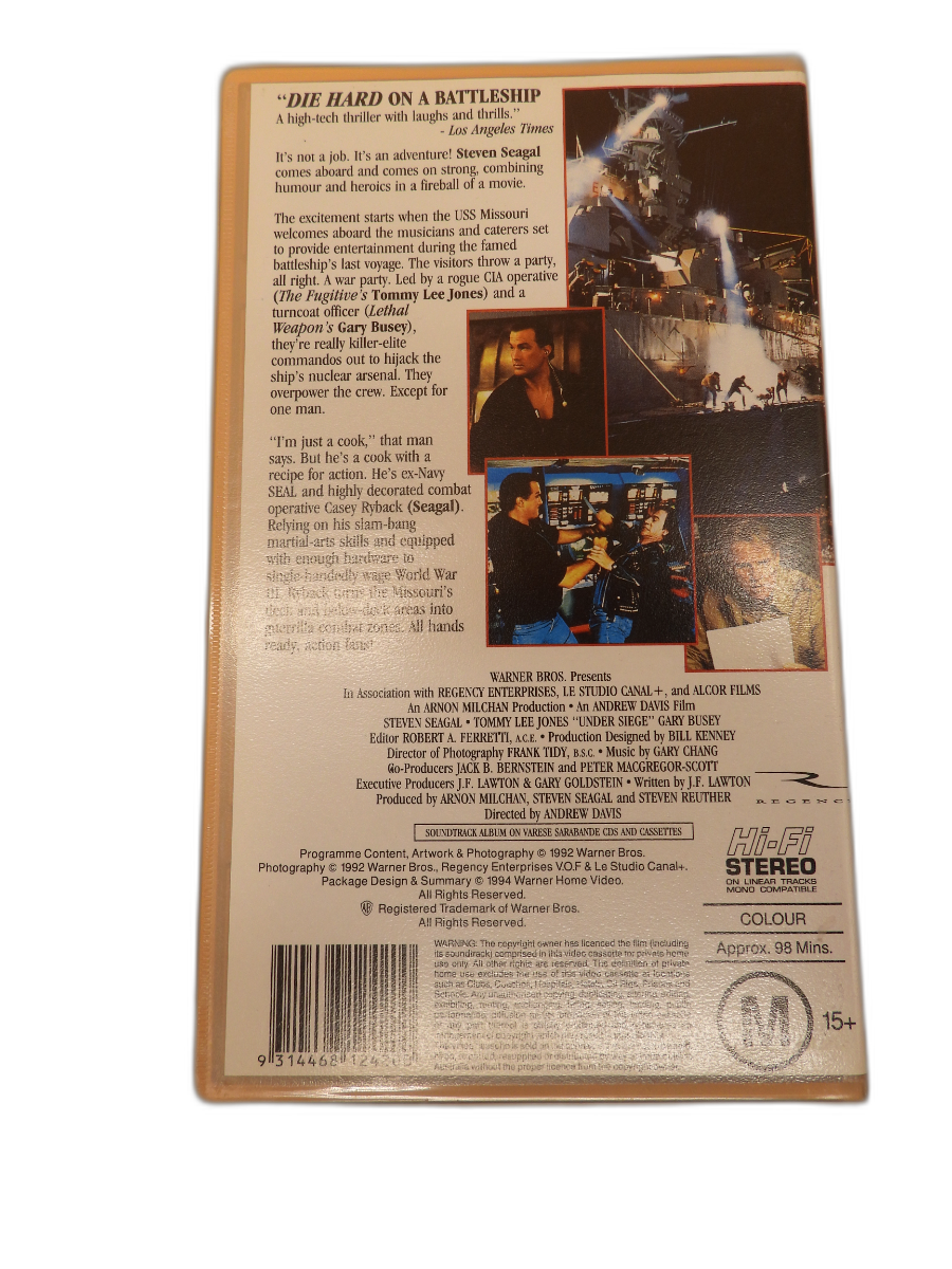 Under Siege Vhs Tape Steven Seagal Warner Bros