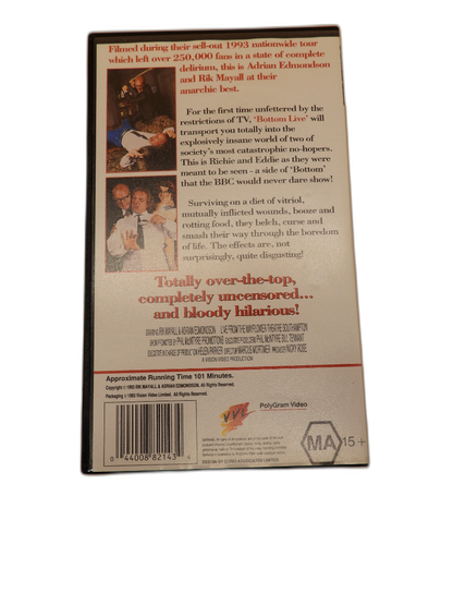 Bottom Live the Stage Show Vhs Tape Rik Mayall Adrian Edmondson Polygram Video