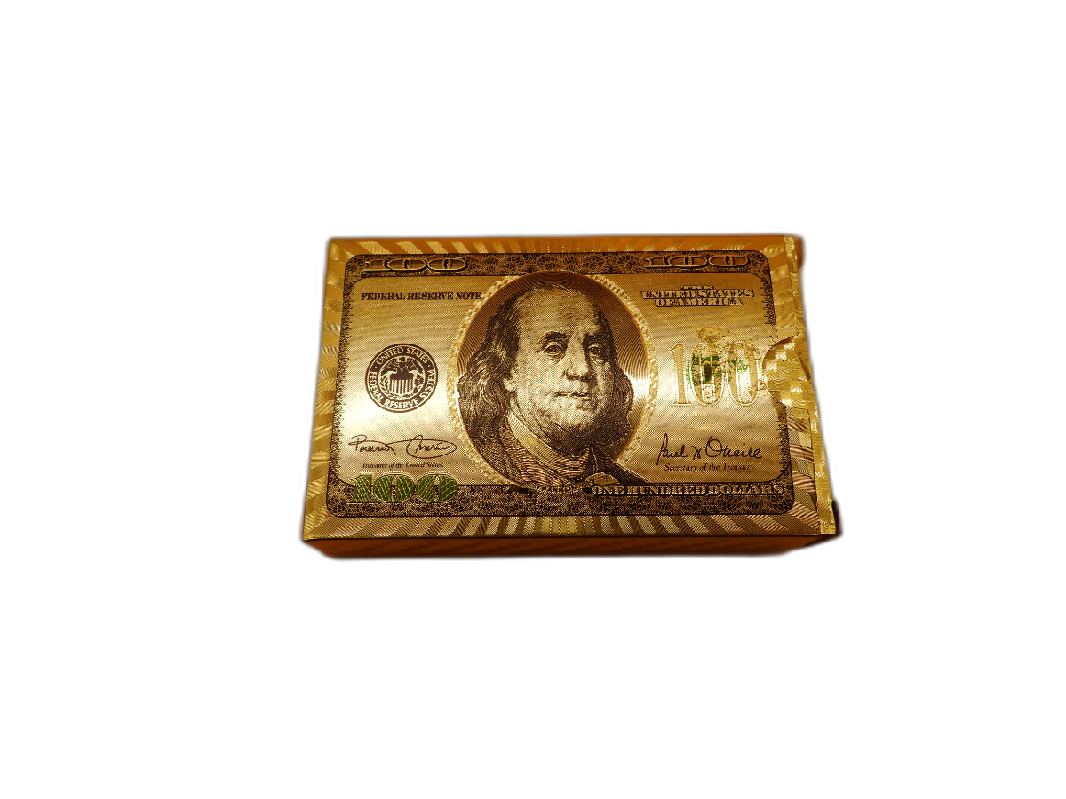 Gold Foil 100 Dollar Bill Playing Cards Deck