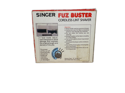 Singer Fuz Buster Cordless Fabric Lint Shaver NO POWER SUPPLY