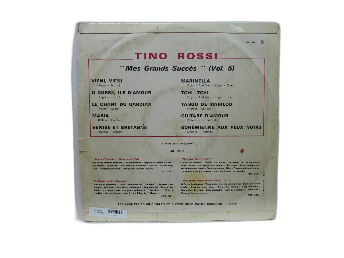 Tino Rossi Mes Grands Succès Vol. 5 Vinyl Record 33 Rpm Columbia