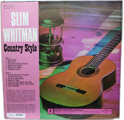 Slim Whitman Country Style Vinyl Record 12” 33 Rpm Sra250 023 Sunset 1974