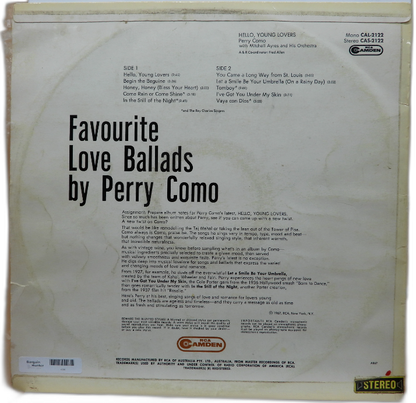 Perry Como Hello Young Lovers Vinyl Record Lp Rca Camden Cas 2122