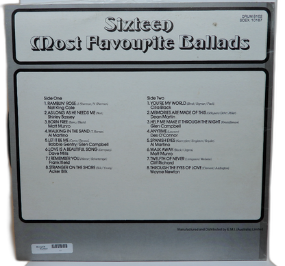 Columbia Sixteen Most Favourite Ballads Vinyl Record Soex 10187