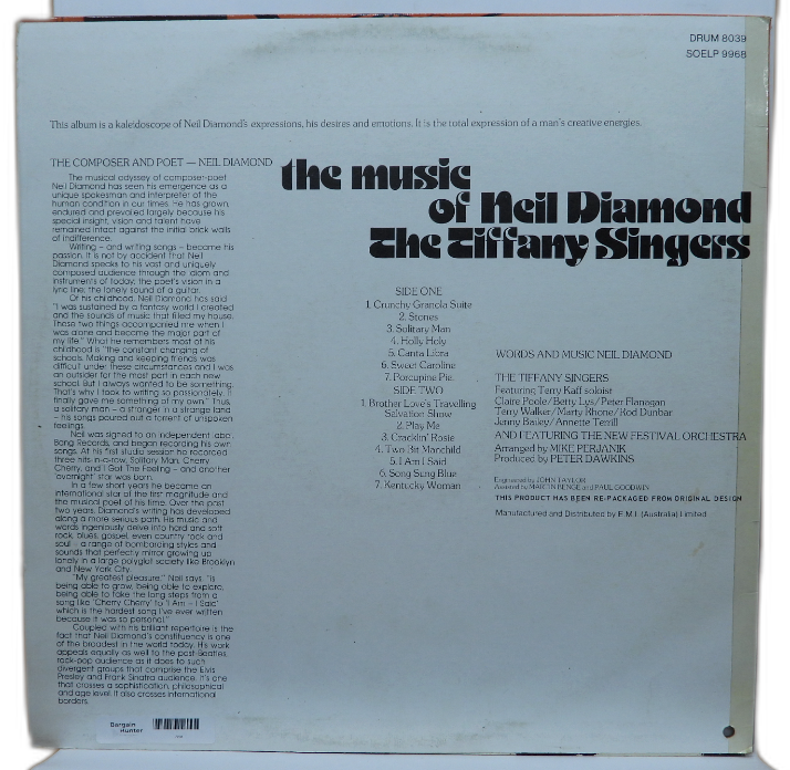 The Tiffany Singers the Music of Neil Diamond Vinyl Lp Soelp 9968 His Master's V