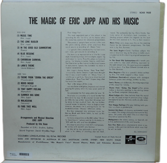 The Magic of Eric Jupp Vinyl Lp Columbia Scxo 7832