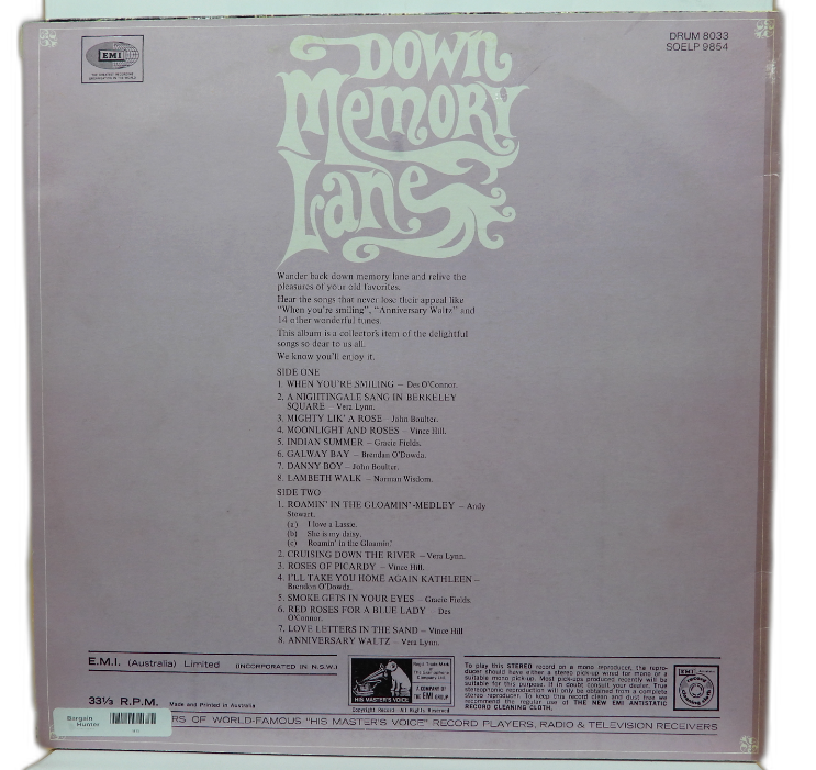 Down Memory Lane Vinyl Record Lp Soelp 9854 His Master's Voice
