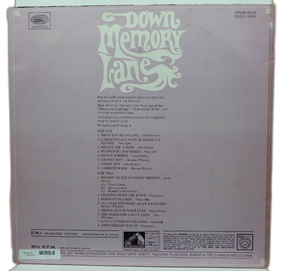 Down Memory Lane Vinyl Record Lp Soelp 9854 His Master's Voice
