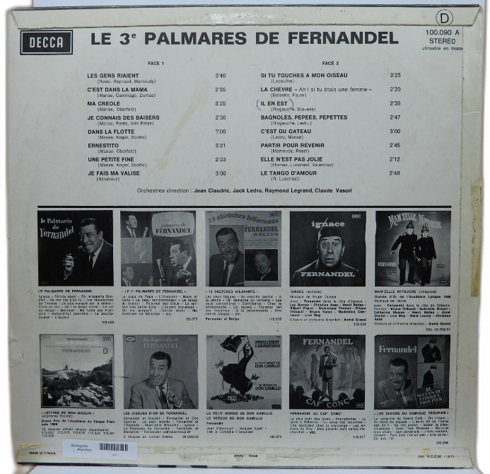 Le 3ème Palmares De Fernandel Vinyl Record Decca