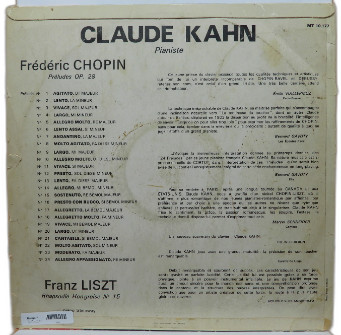 Frédéric Chopin Préludes Op. 28 / Franz Liszt Rhapsodie Hongroise No. 15 Vinyl L