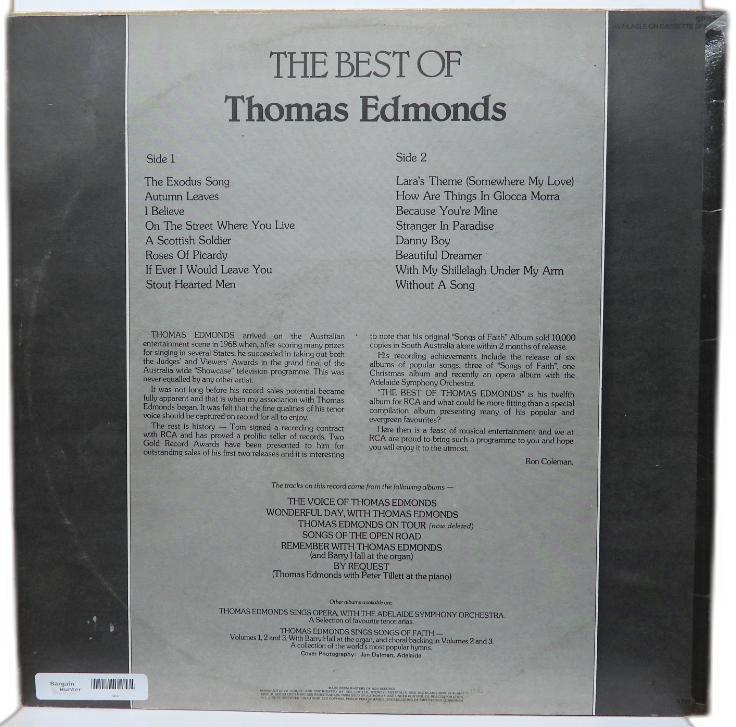 The Best of Thomas Edmonds Vinyl Lp Rca Sp 194
