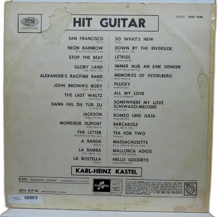 Hit Guitar Karl Heinz Kastel Vinyl Lp Columbia Soex 9446