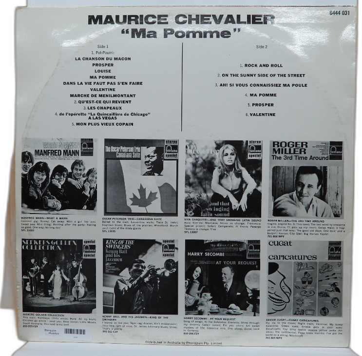 Maurice Chevalier Ma Pomme Vinyl Record Fontana