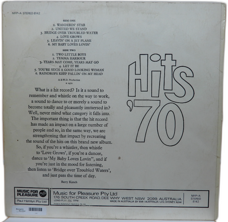 Various Artists 16 No 1's of the 70's Vinyl Lp Music For Pleasure