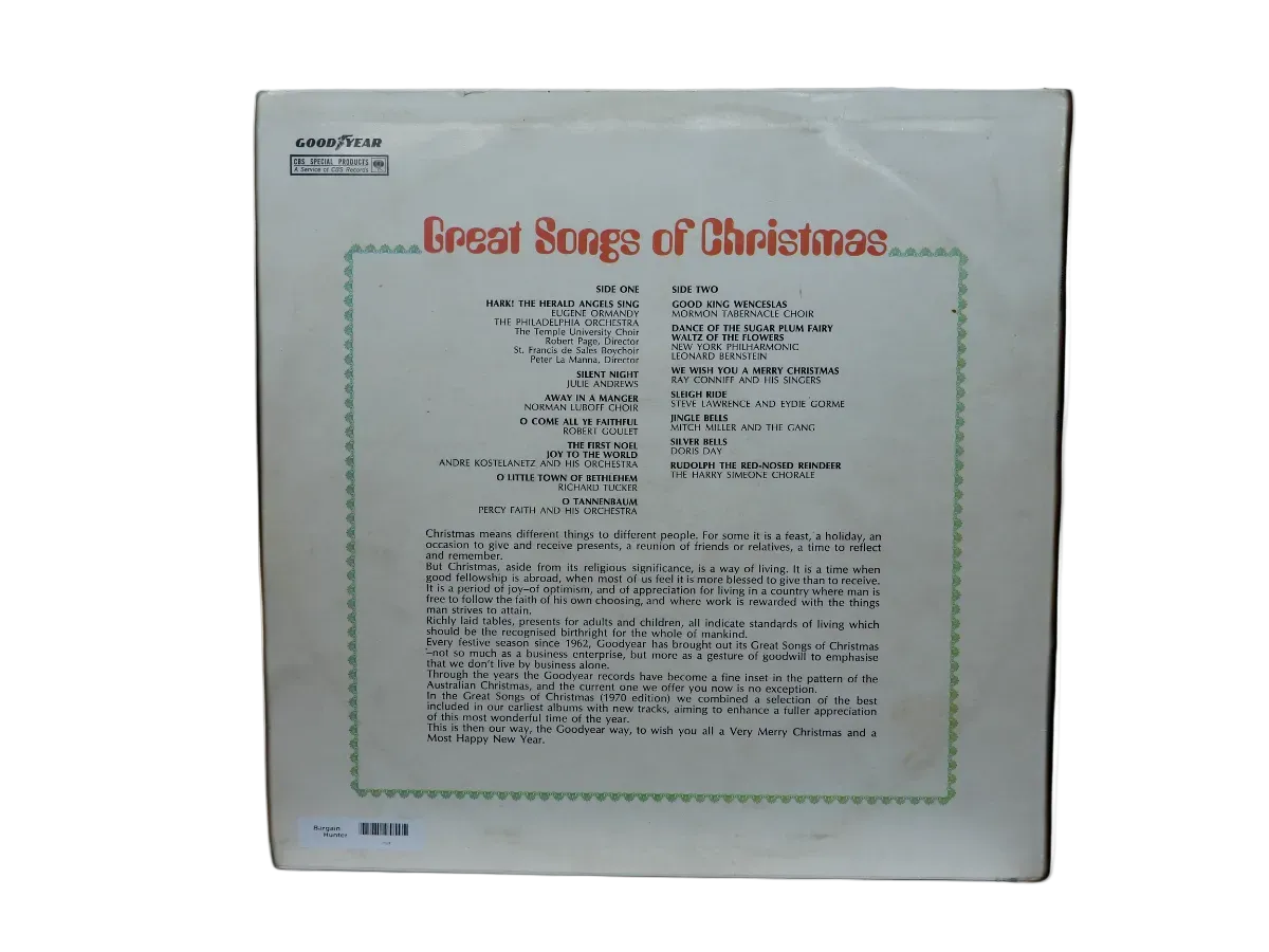Goodyear Great Songs of Christmas Vinyl Record