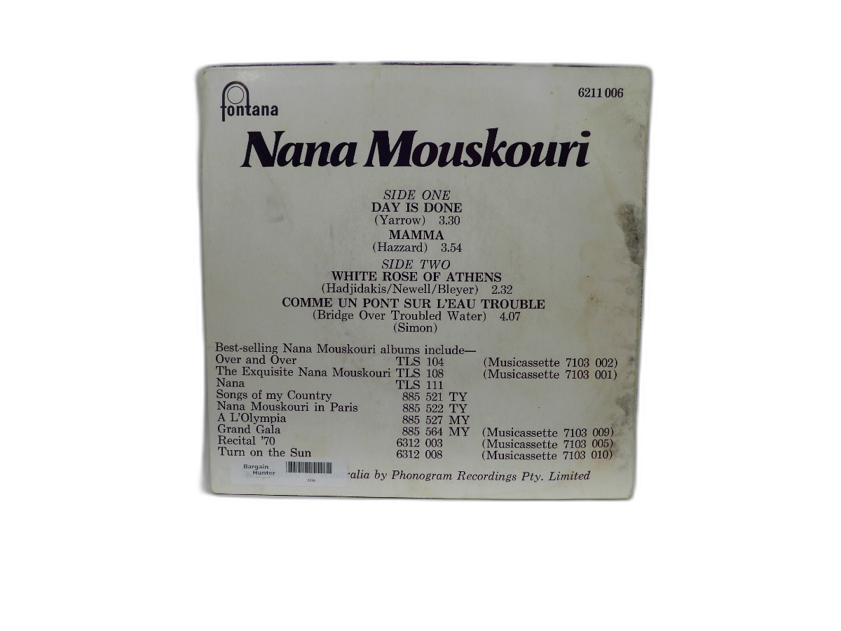 Day Is Done 45 Rpm Vinyl By Nana Mouskouri Fontana