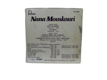 Day Is Done 45 Rpm Vinyl By Nana Mouskouri Fontana
