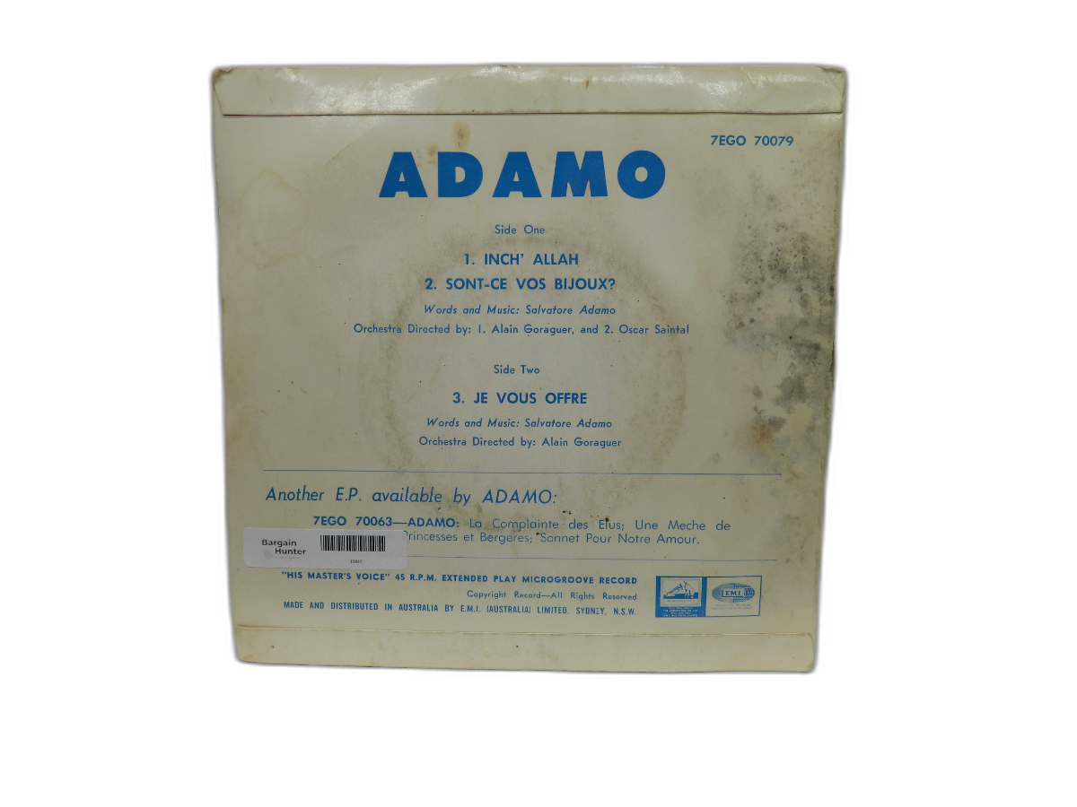 Adamo Inch' Allah 45 Rpm Ep Vinyl Record His Master's Voice