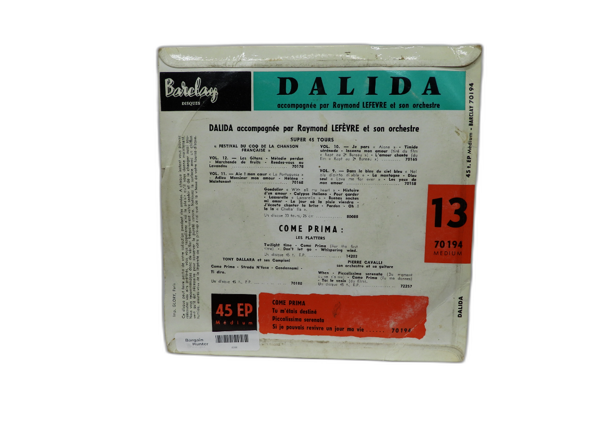 Dalida Come Prima 45 Rpm Vinyl Record Barclay