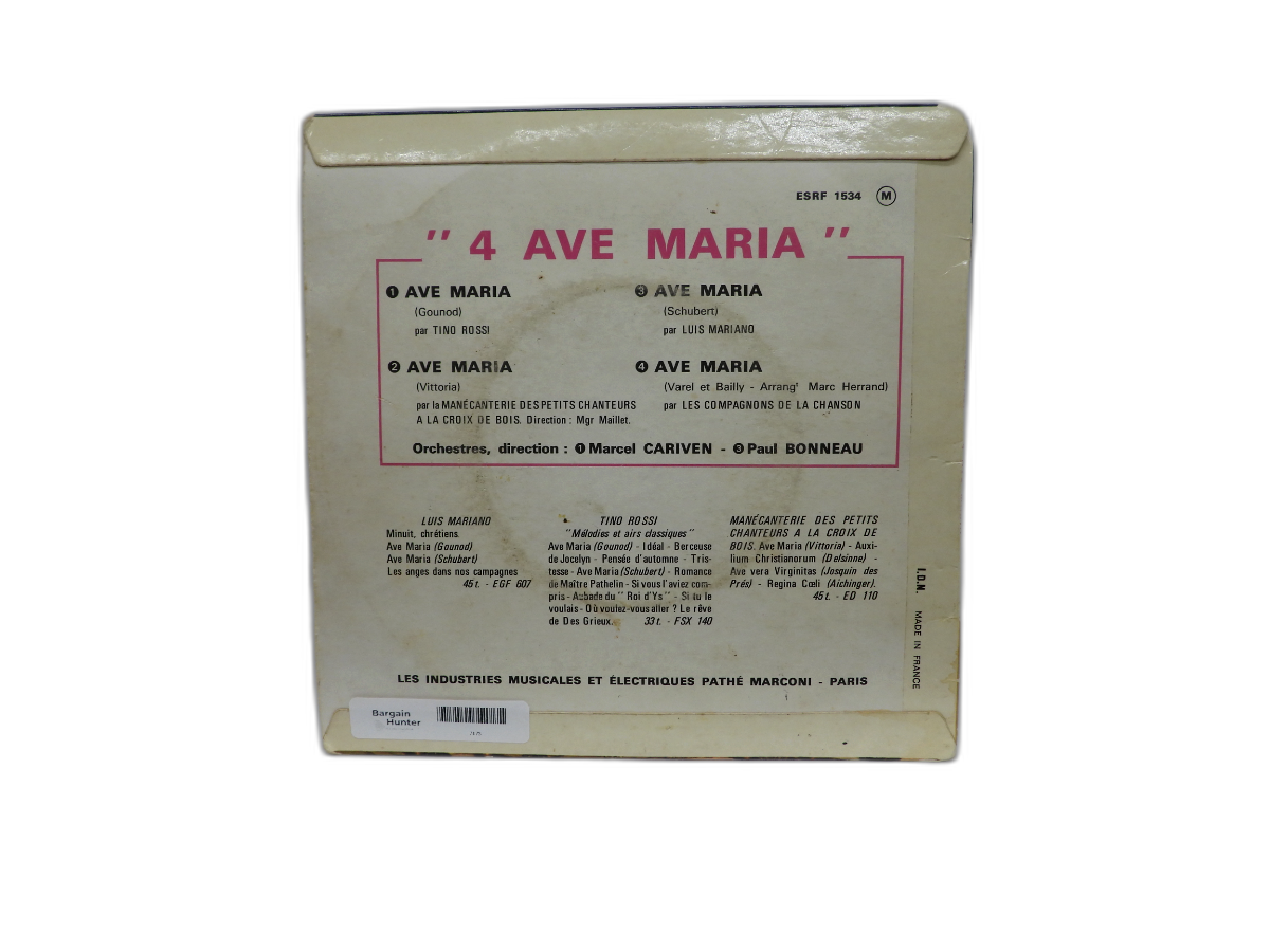 4 Ave Maria Columbia 45 Rpm Vinyl Record Esrf 1534
