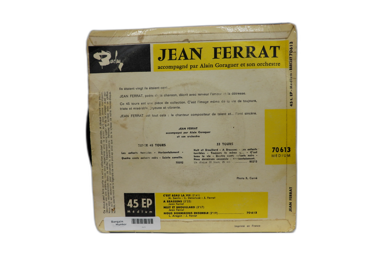 Jean Ferrat 45 Rpm Vinyl Record Barclay 70613