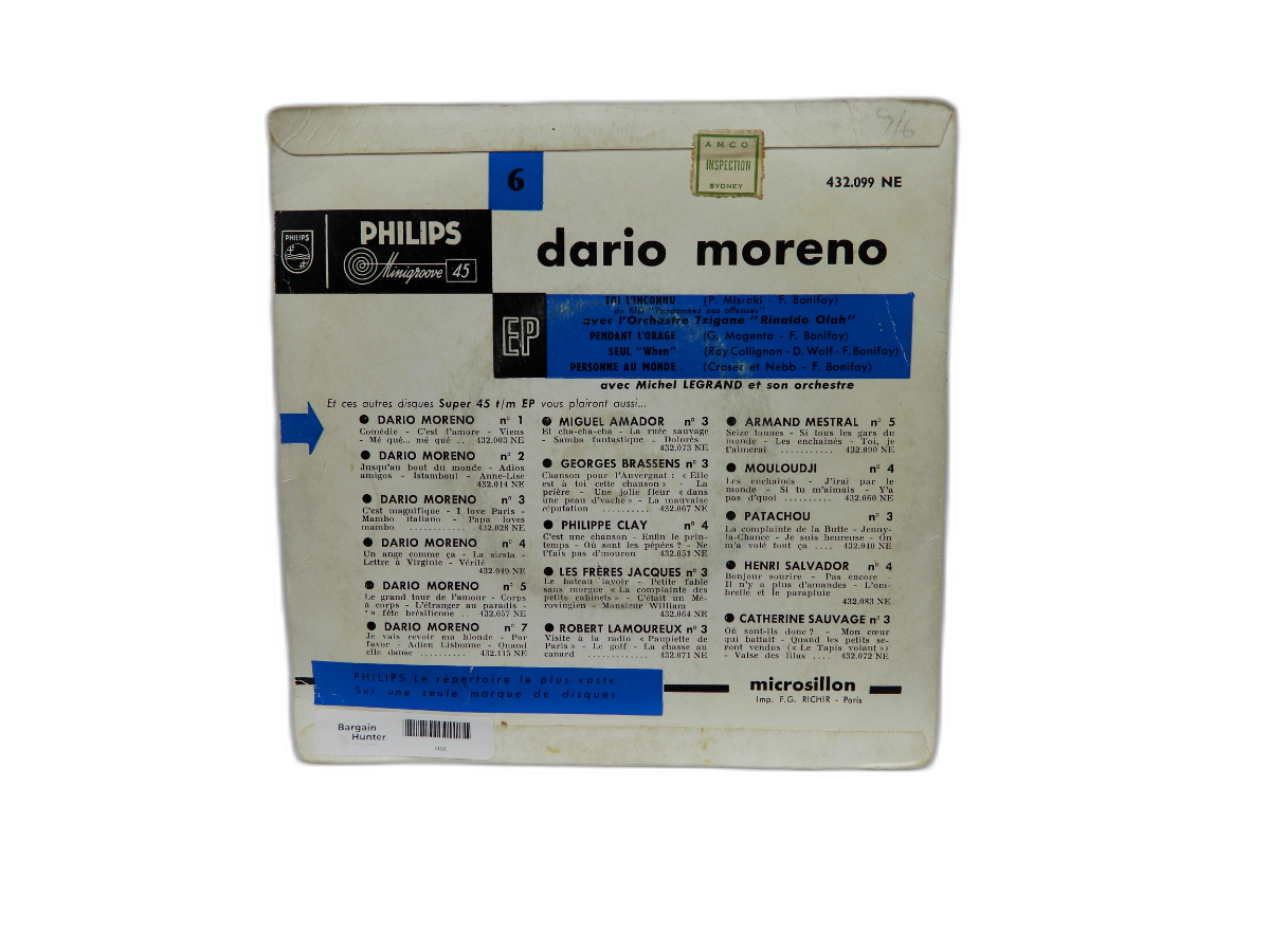 Dario Moreno Philips Minigroove 45 Ep Vinyl Record