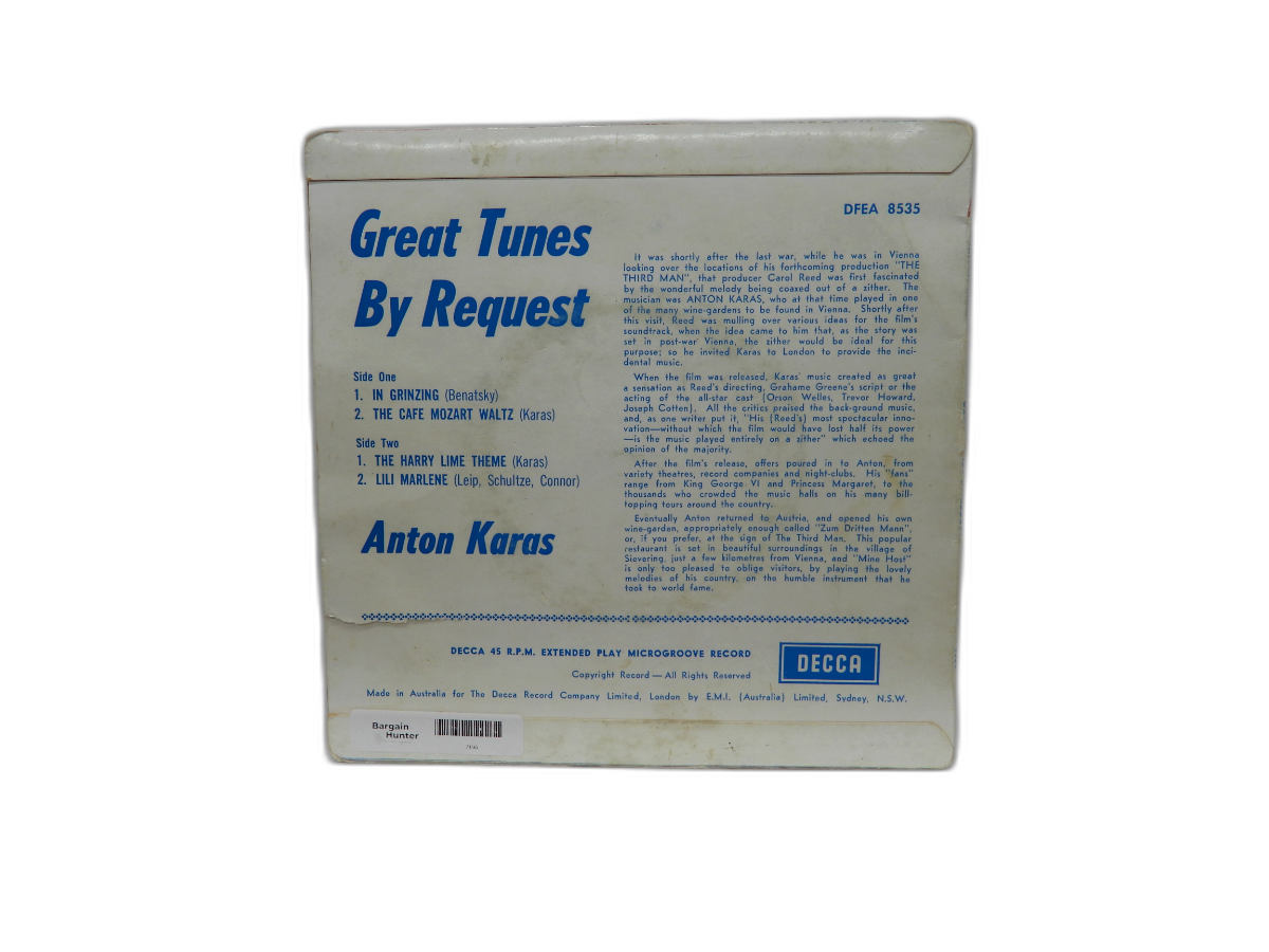 Anton Karas Great Tunes By Request 45 Rpm Vinyl Decca