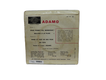 Adamo Vous Permettez Monsieur 7 Egf 740 Vinyl Record Pathé Marconi