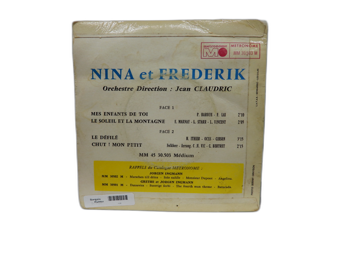 Mes Enfants De Toi 45 Rpm Vinyl Record By Nina & Frederik Metronome