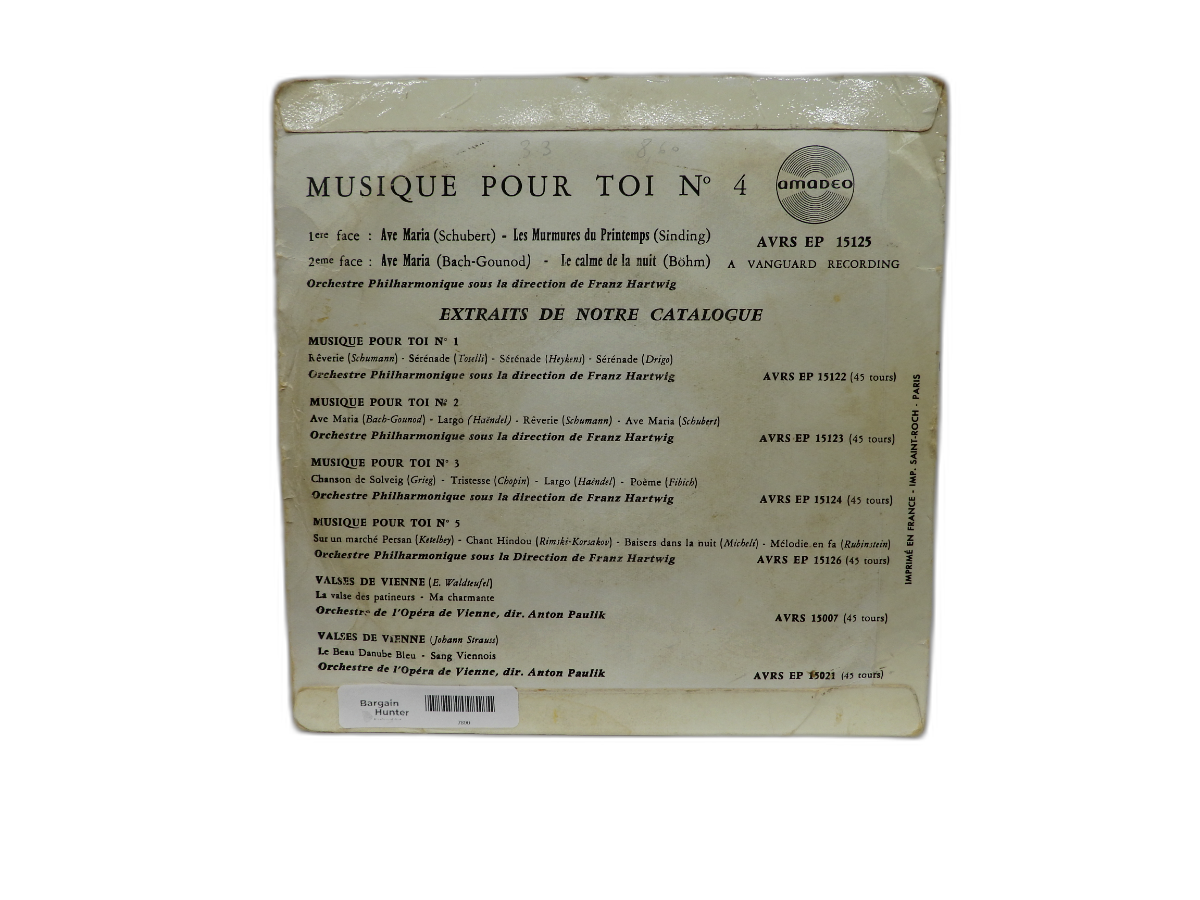 Amadeo Musique Pour Toi No 4 45 Rpm Vinyl Ep