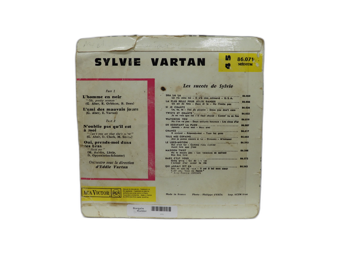 Sylvie Vartan L'homme En Noir Vinyl Record 45 Rpm Rca Victor