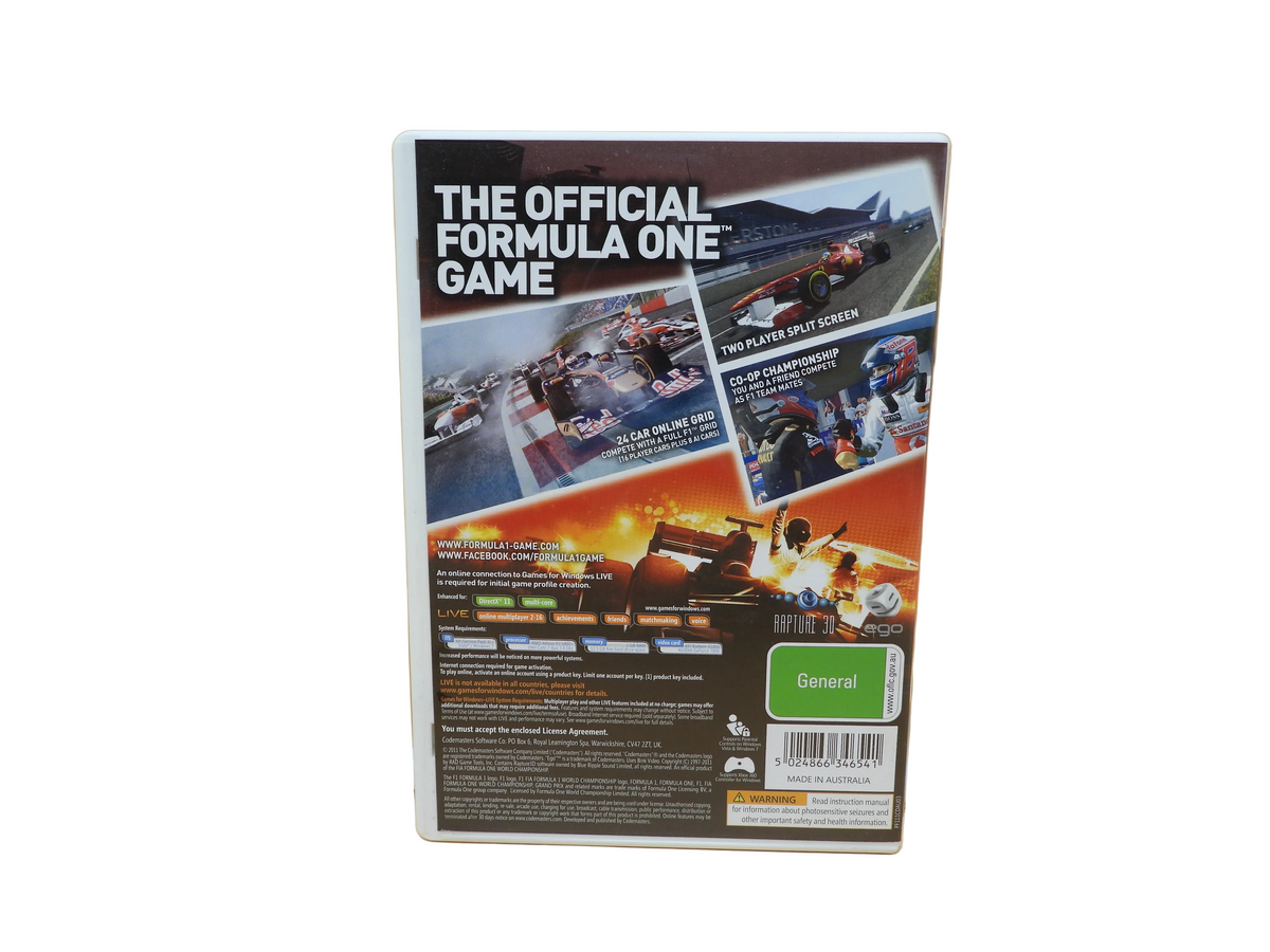 F1 2011 Pc Dvd Racing Game By Codemasters