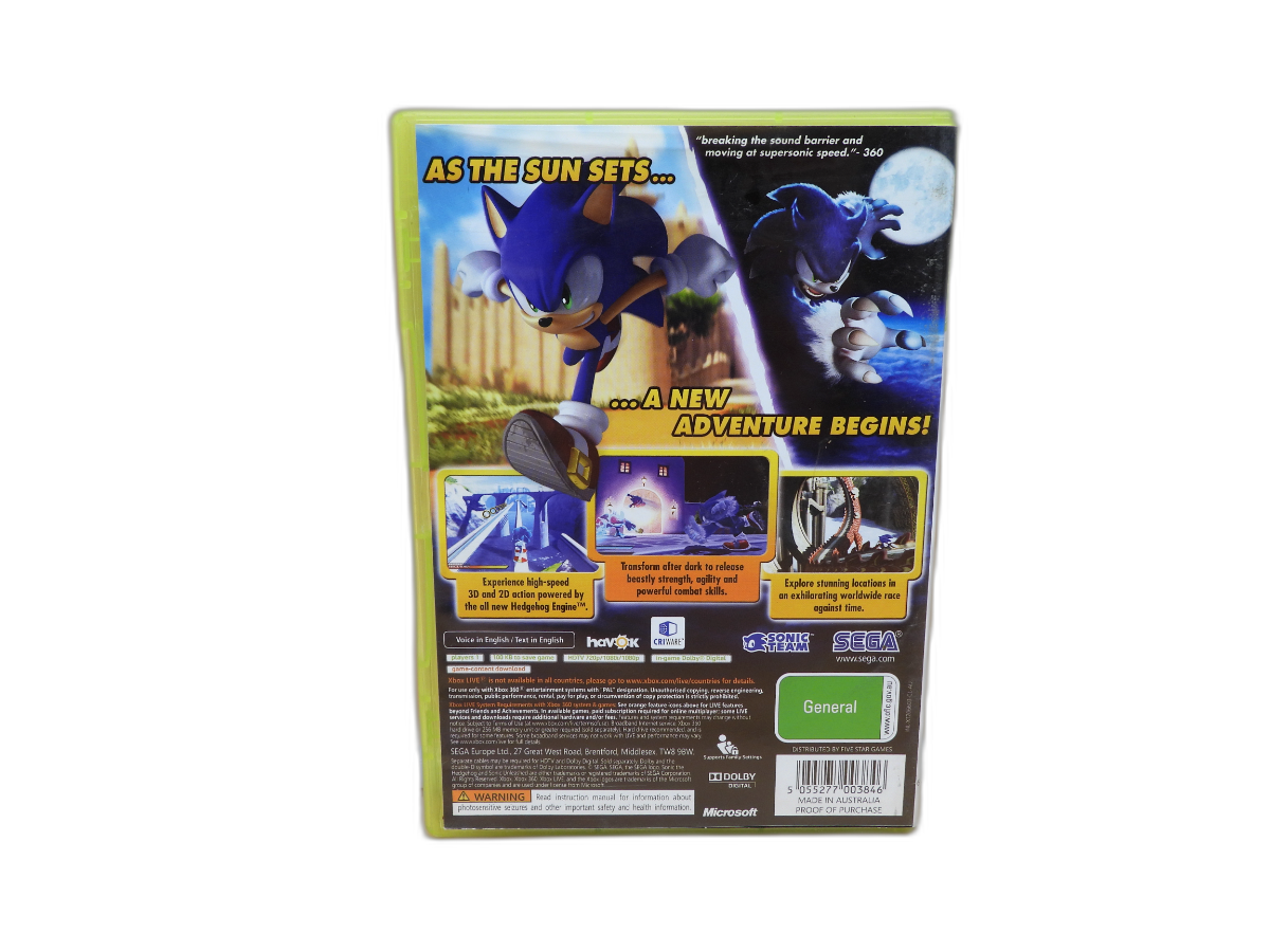 Sonic Unleashed Xbox 360 Pal Game Sega