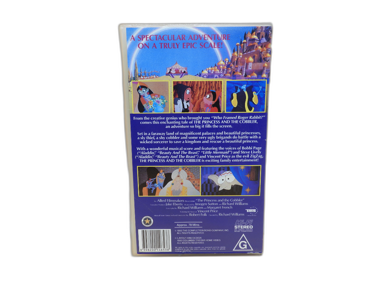 The Princess and the Cobbler Vhs Tape 1993 Animated Movie Columbia Tristar