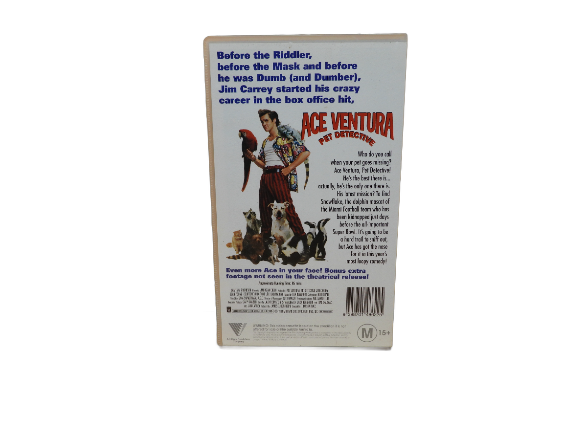 Ace Ventura Pet Detective Vhs Tape 1994 Roadshow Entertainment