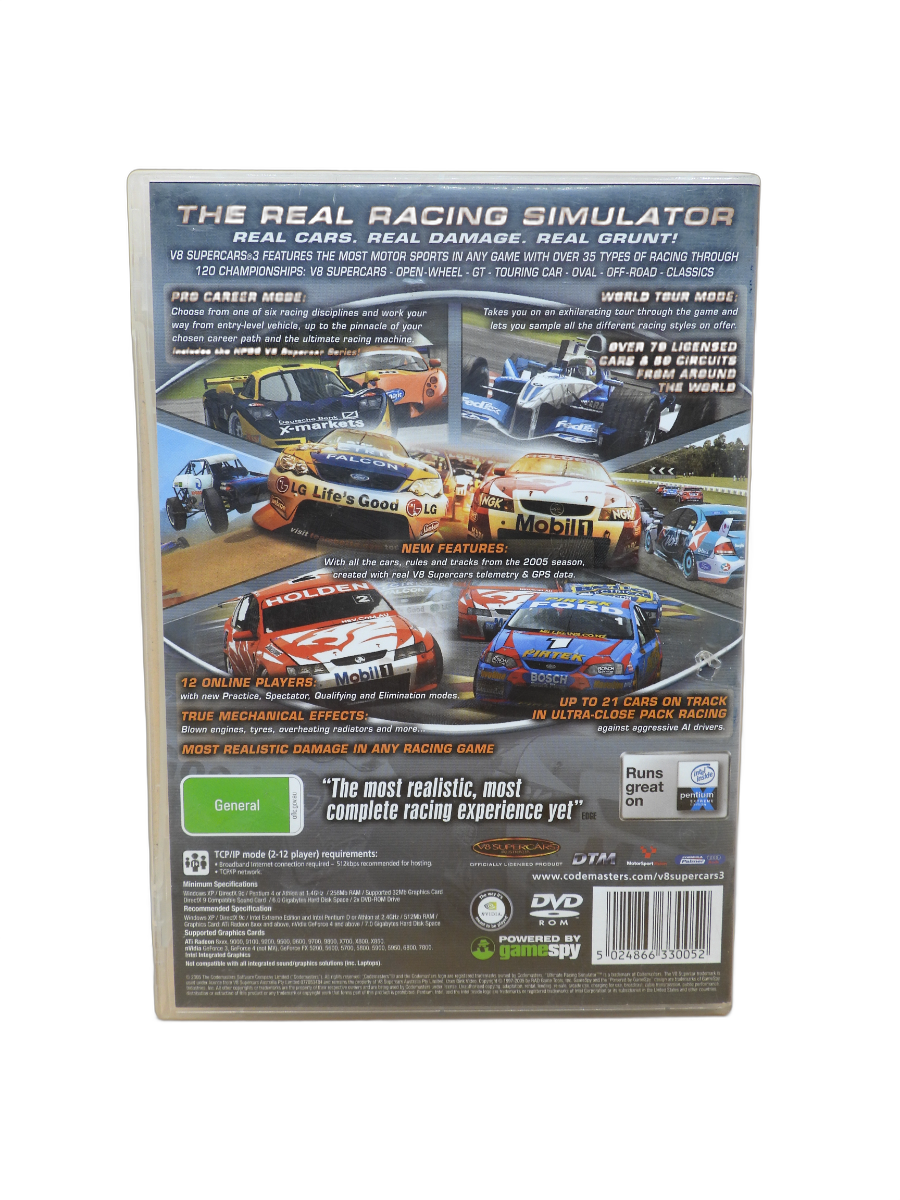 V8 Supercars Australia 3 Pc Racing Simulator Codemasters Game