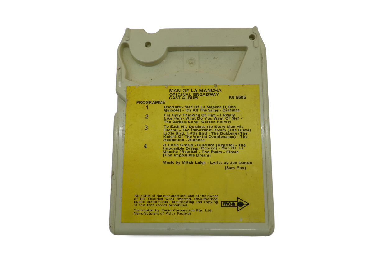 Man of La Mancha Broadway Cast 8 Track Tape Mca