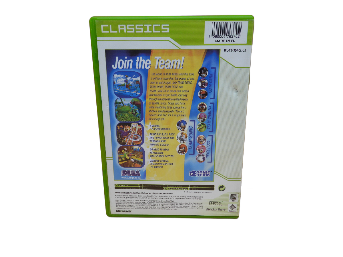 Sonic Heroes Xbox Game Disc Sega