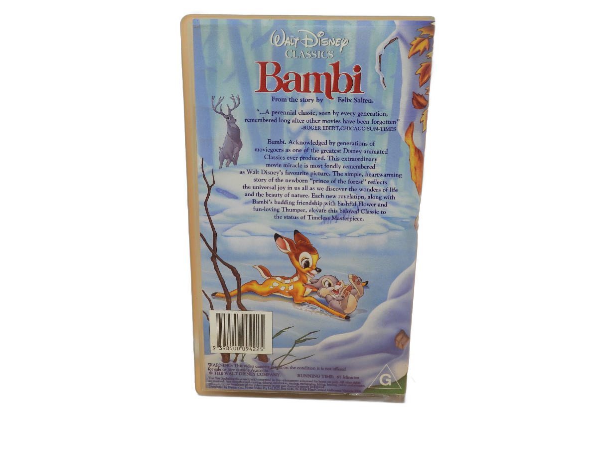 Bambi Walt Disney Classics Vhs Tape