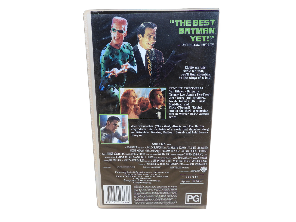 Batman Forever 1995 Vhs Tape Warner Bros.