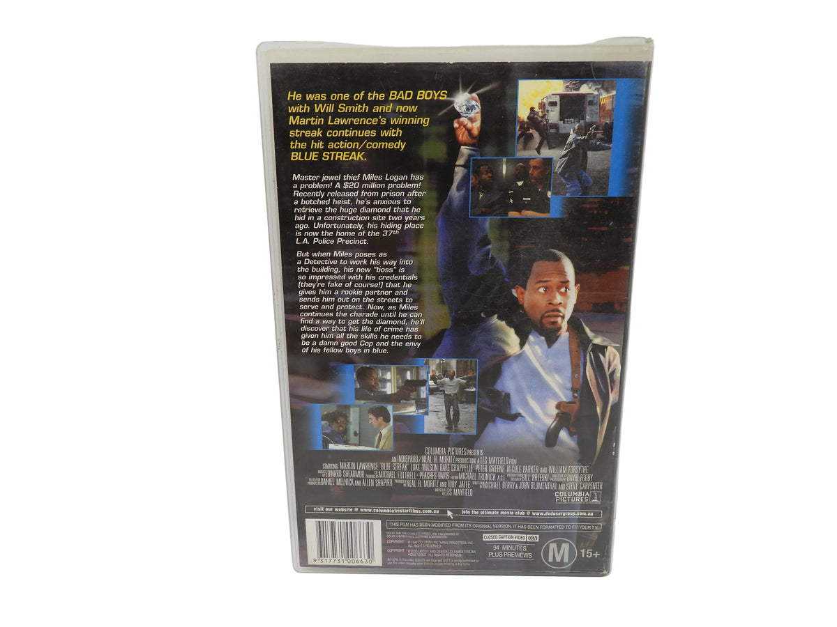 Blue Streak Vhs Tape 1999 Action Comedy Martin Lawrence Columbia Tristar
