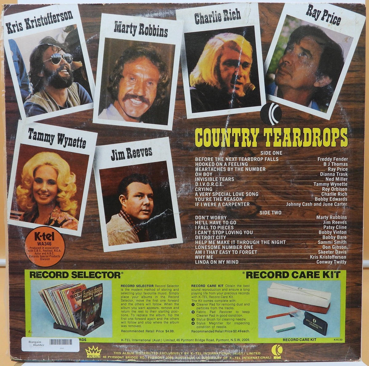 Country Teardrops 20 Hits 12" Vinyl Lp 1977 K Tel Wa346