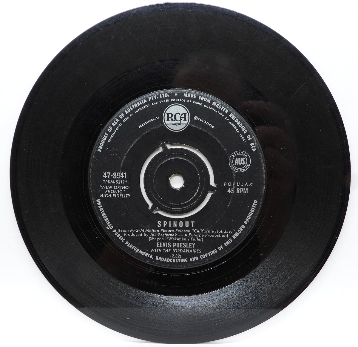 Elvis Presley Spinout / All That I Am 45 Rpm Vinyl Single Rca