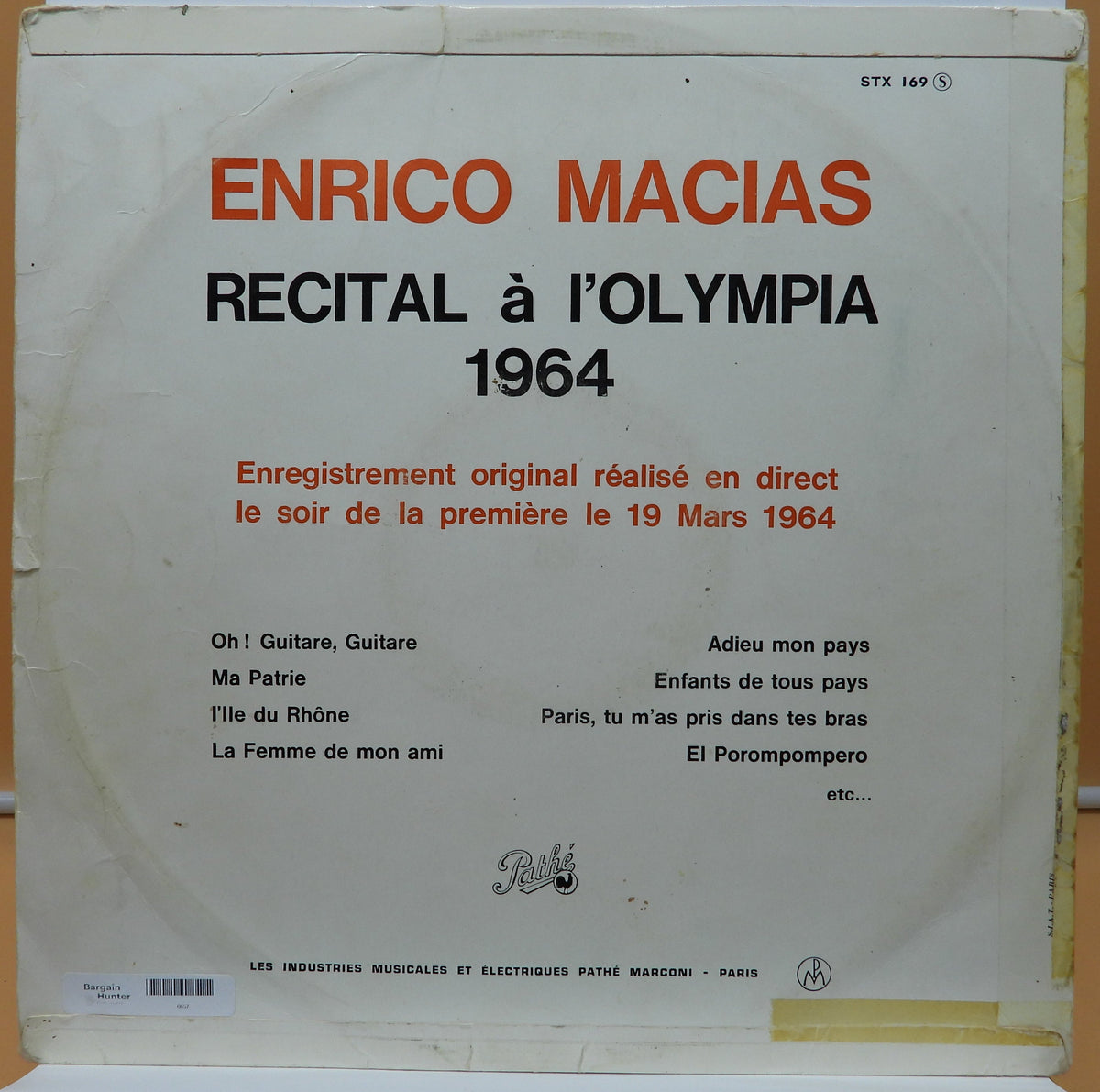 Enrico Macias Recital À L'olympia 1964 Vinyl Record Pathé