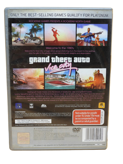 Grand Theft Auto Vice City PS2 Platinum Edition Rockstar Games Game Water Damged